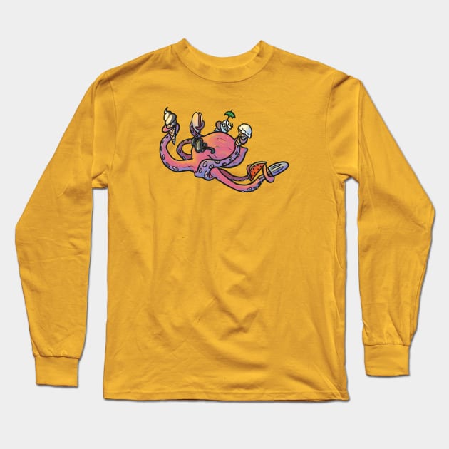 Beachin Summer Octopus Long Sleeve T-Shirt by CloudWalkerDesigns